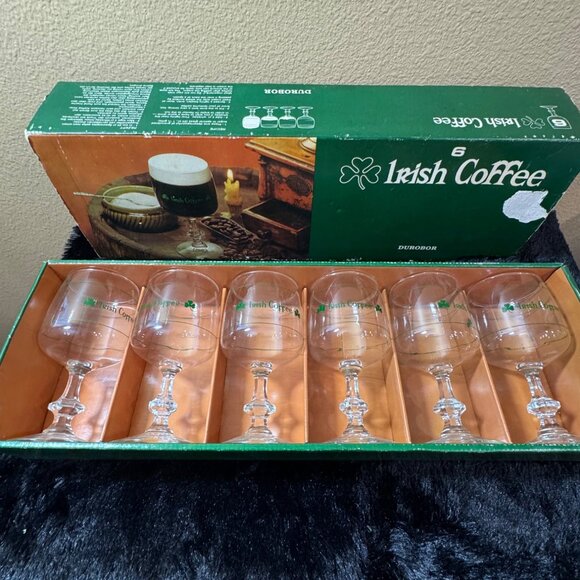 Vintage Durobor Irish Coffee Glasses Set Of 6 Made In Belgium - Picture 1 of 10